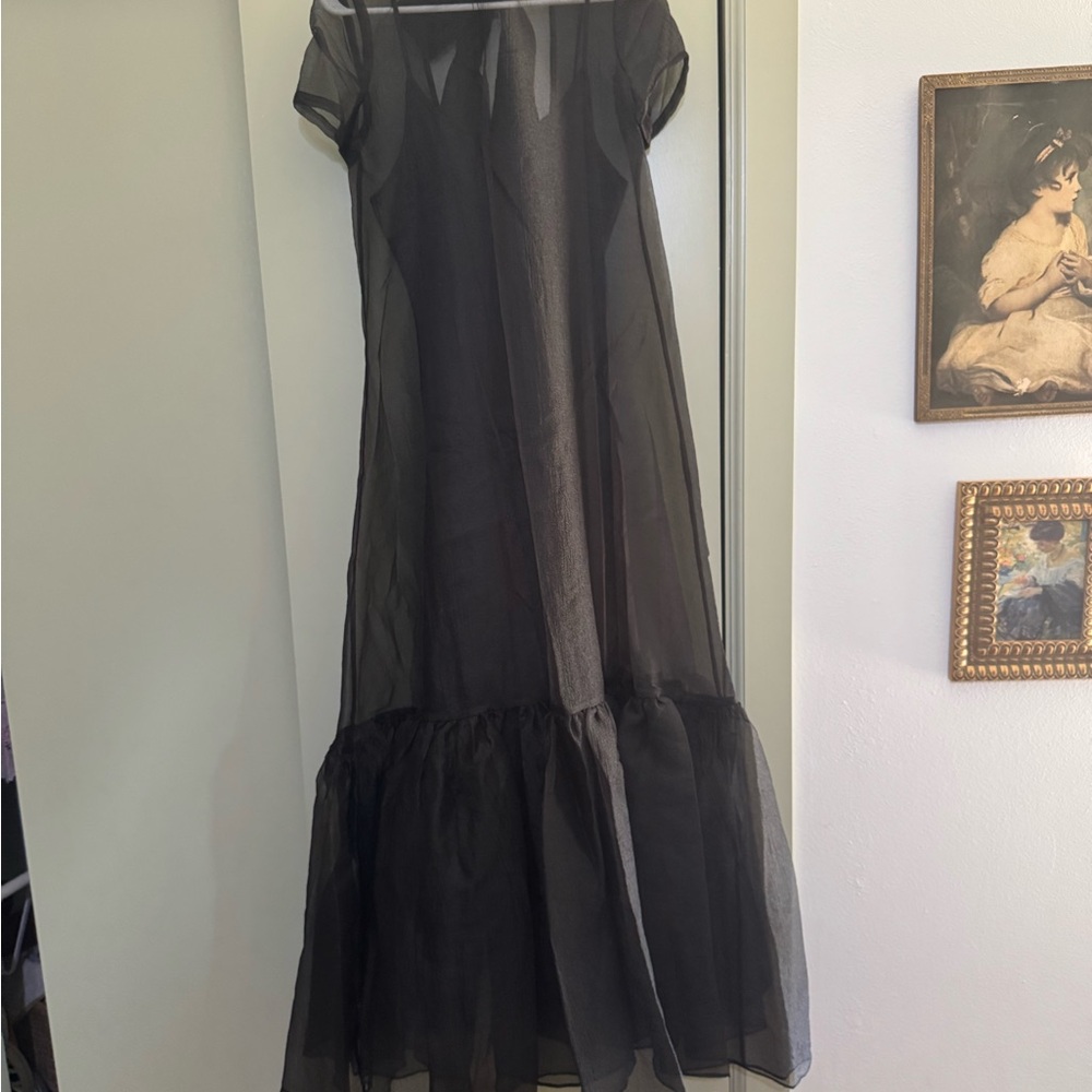 STAUD Sheer Black Maxi Dress